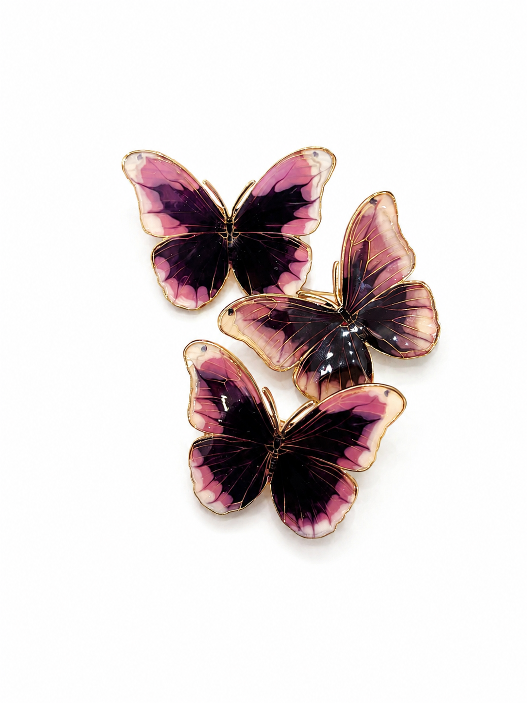 Midnight Butterfly Hair Clip Set (3 pcs)