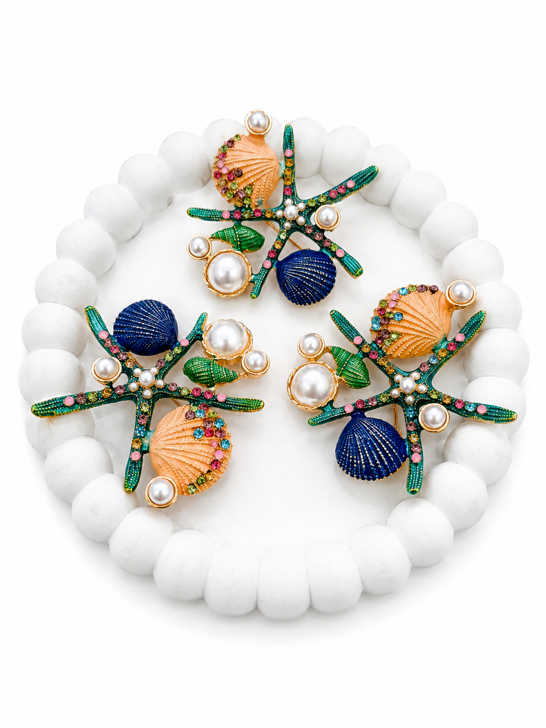 Ocean Starfish Pearl Hair Clip Set (3 pcs set)