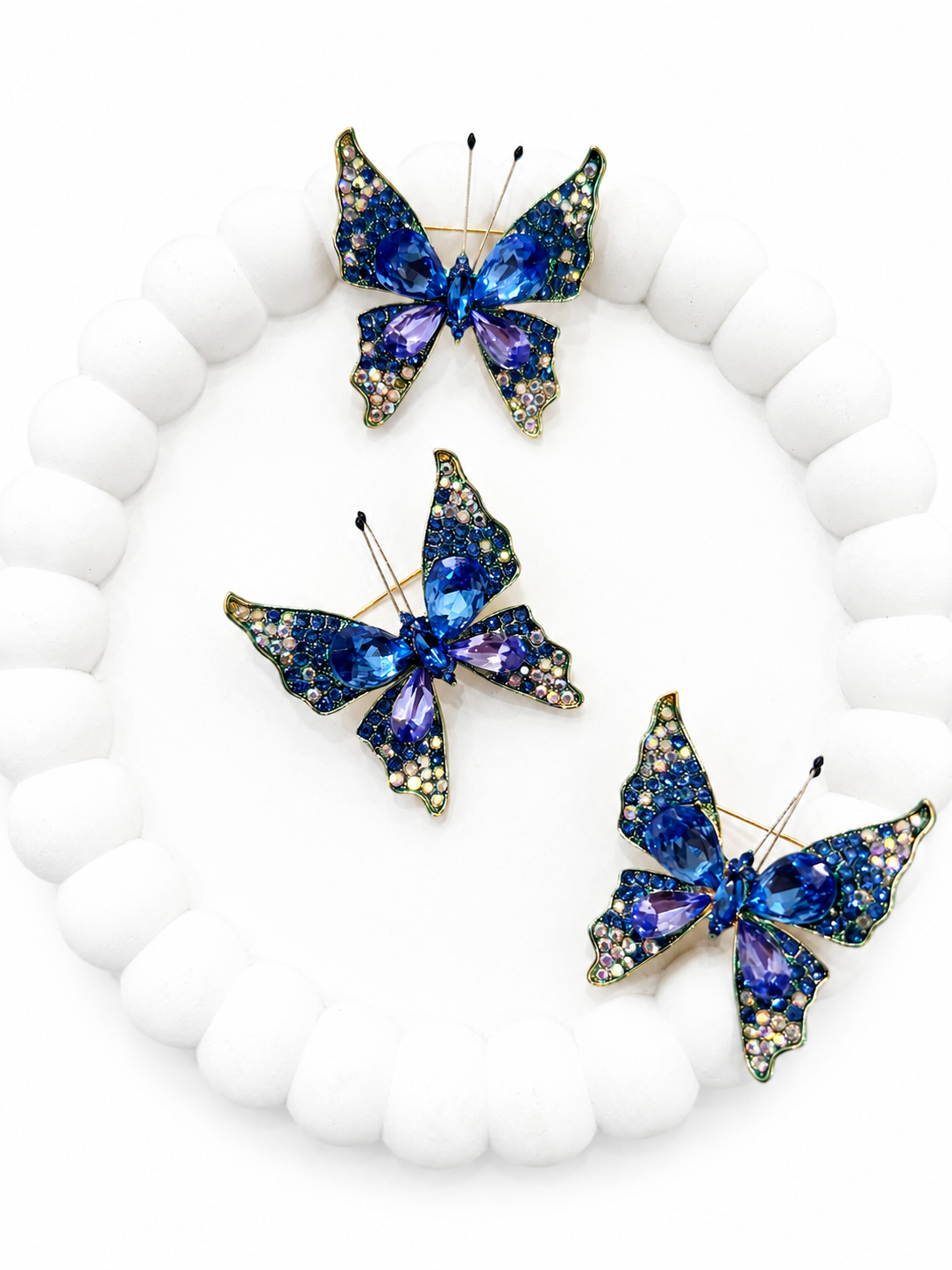 Sapphire Butterfly Hair Clip Set (3 pcs set)