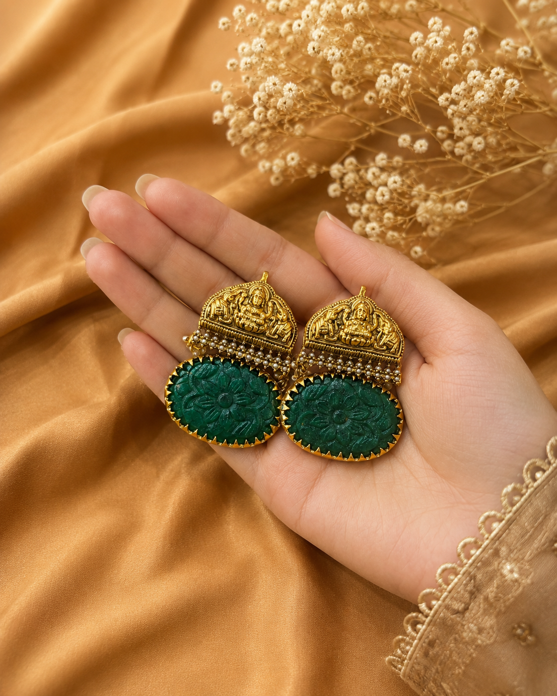 Antique Temple Green Earrings