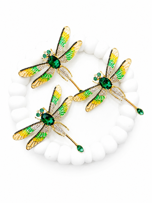 Emerald Dragonfly Hair Clip Set (3 pcs set)